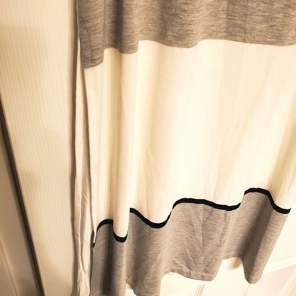 Mystree Exercise Midi Dress Striped Sleeveless Lightweight White Gray Black - Picture 3 of 6